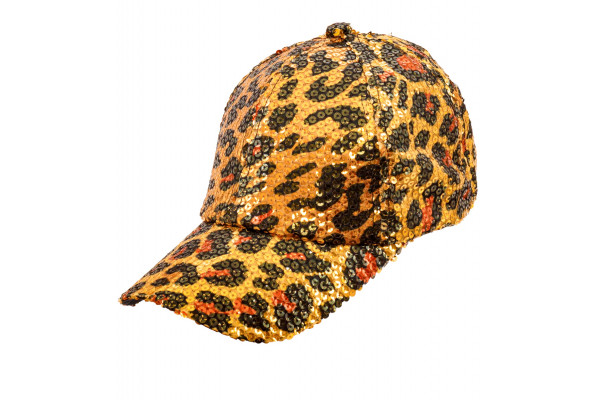 casquettes sequins leopard orange