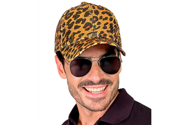 casquettes sequins leopard orange homme