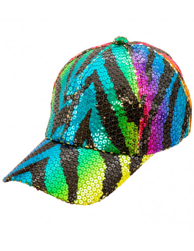 casquettes sequins tigre multicolore