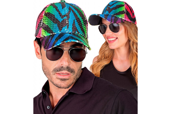 casquettes sequins tigre multicolore effets