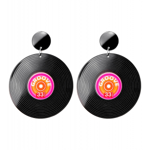 boucles d'oreille disque vinyle annees 80