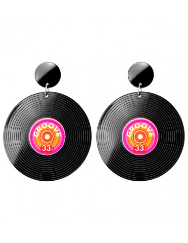 boucles d'oreille disque vinyle annees 80