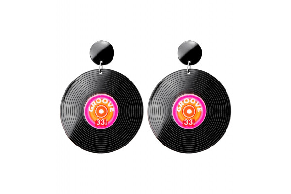 boucles d'oreille disque vinyle annees 80