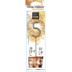 Cierge magique doré chiffre 5