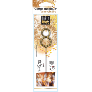 Cierge magique doré chiffre 8