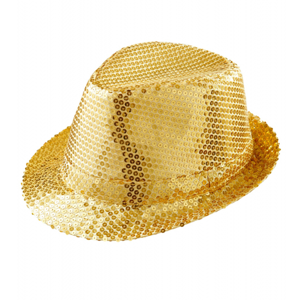 chapeau doree paillettes