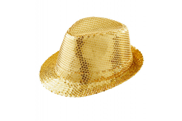 chapeau doree paillettes