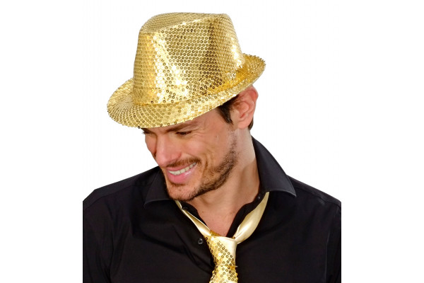 chapeau doree paillettes homme