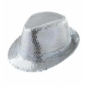 chapeau paillettes argent