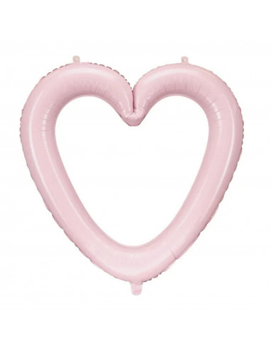 Ballon aluminium cadre coeur rose clair France Effect