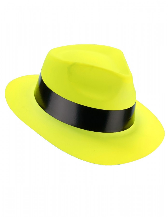 Chapeau zébrés jaune fluo plastic - Chapeaux pas cher