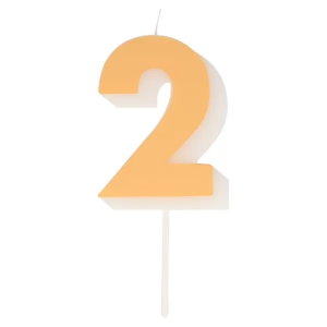 bougie d'anniversaire orange chiffre 2