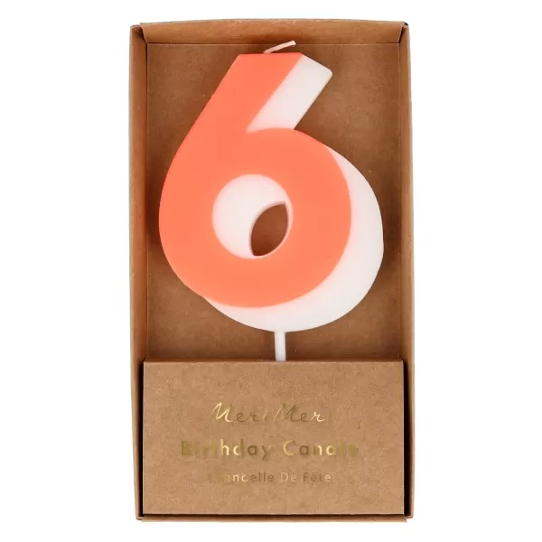 bougie d'anniversaire orange chiffre 6