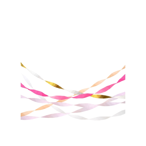 serpentins en papier crepon - roses