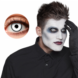 Lentilles Blanches Contour Noir Maniaque – Lentilles Halloween