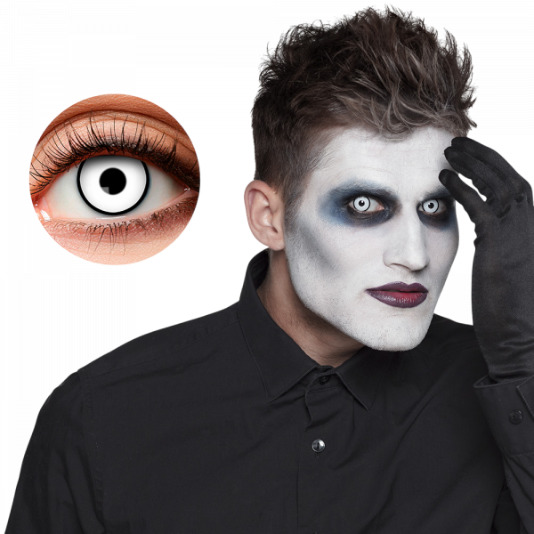 Lentilles Blanches Contour Noir Maniaque – Lentilles Halloween