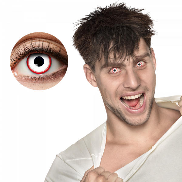Lentilles Blanches Contour Rouge Zombie – Lentilles Halloween