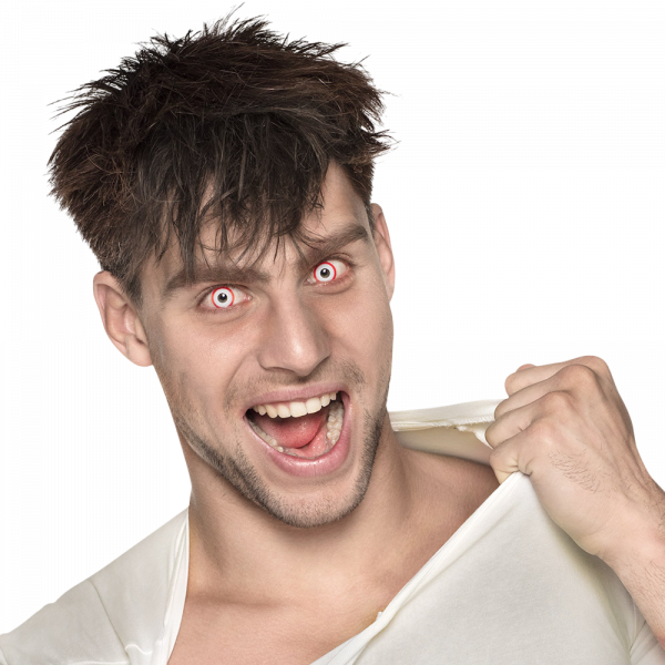 Lentilles Blanches Contour Rouge Zombie – Lentilles Halloween