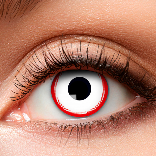 Lentilles Blanches Contour Rouge Zombie – Lentilles Halloween
