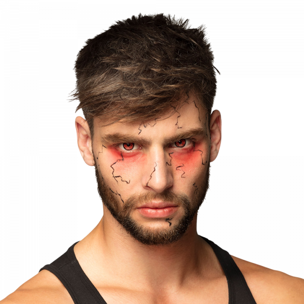 Lentilles Rouges Craquelées Noir Zombie Démon – Lentilles Halloween