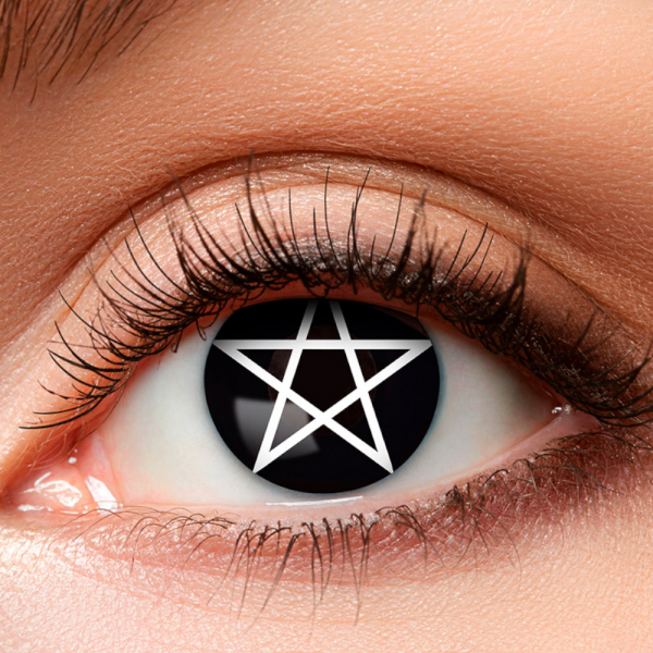 Lentilles Noires Pentacle Blanc Sorcière – Lentilles Halloween