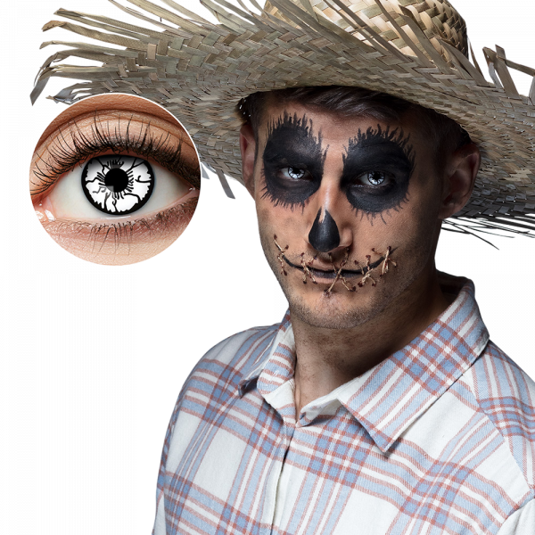 Lentilles Blanches Craquelées Noir Épouvantail – Lentilles Halloween