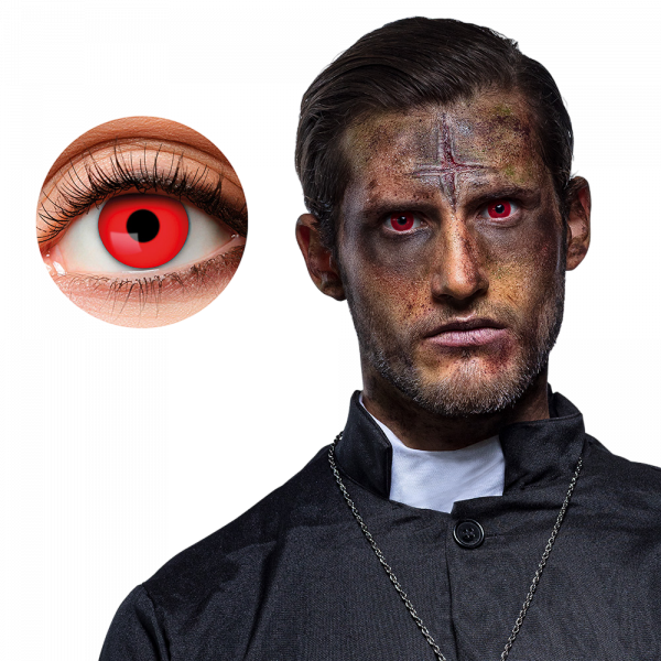 Lentilles Yeux Rouges Pupille Noire – Lentilles Diable Halloween