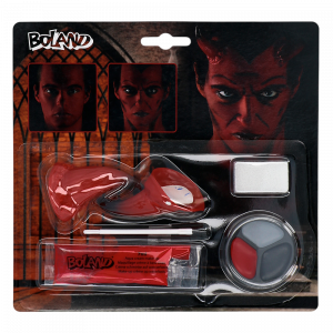 Kit Maquillage Diable – Cornes, Maquillage, Éponge et Pinceau