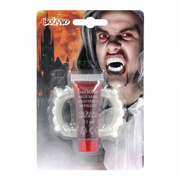 Kit Vampire – Dents de Vampire et Faux Sang 11 ml