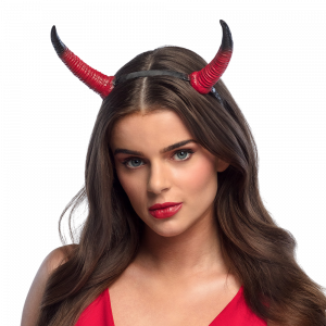 Serre-Tête Cornes de Diable Rouge et Noir en Mousse – Halloween