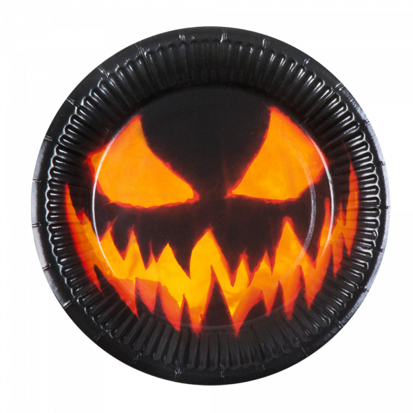 Lot de 10 Assiettes Citrouille Effrayante Ø 23 cm – Halloween