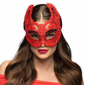 Masque Loup Démon en Dentelle Rouge – Halloween