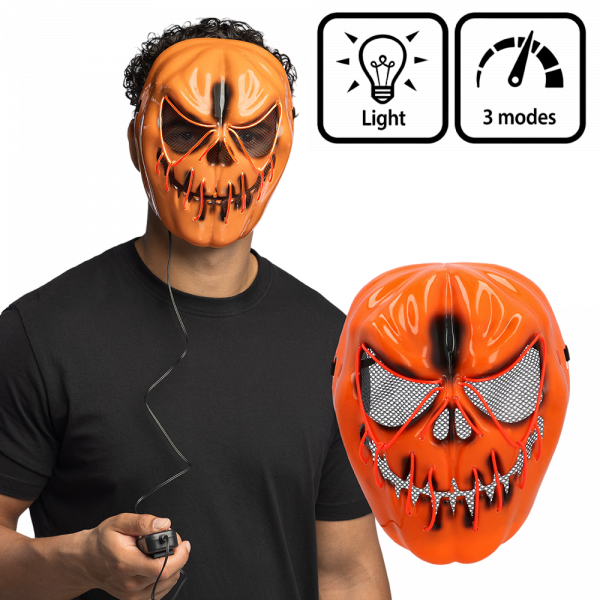 Masque LED Citrouille Effrayante – Masque Lumineux Halloween