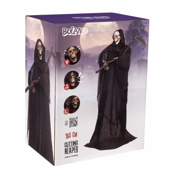 Poupée Squelette Faucheuse avec Faux Animée 183 cm – Halloween
