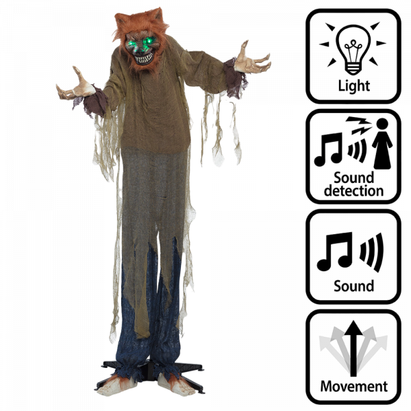 Loup-Garou Animé 160 cm – Décoration Halloween Lumineuse et Sonore