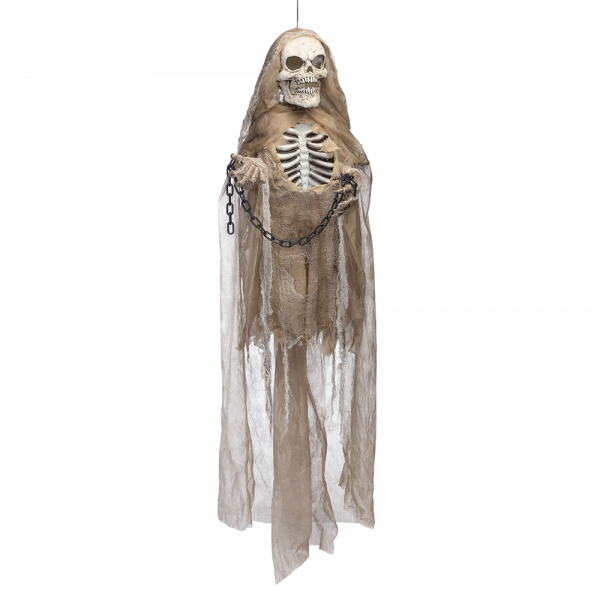 Poupée Squelette Animée Lumineuse et Sonore avec Chaînes 183 cm – Halloween