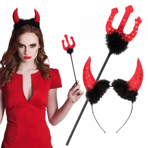 Kit Diable avec Cornes et Trident 40 cm – Déguisement Halloween