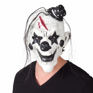 Masque Latex Clown Psycho avec Cheveux – Halloween