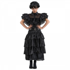 Robe de Bal Noire Mercredi Addams 140 cm – Déguisement Enfant