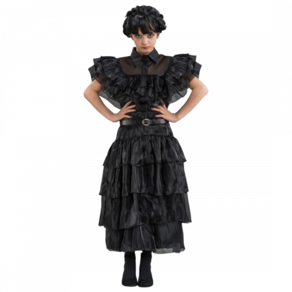 Robe de Bal Noire Mercredi Addams 140 cm – Déguisement Enfant