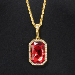 Collier Vampire avec Pendentif Rubis – Chaîne 72 cm