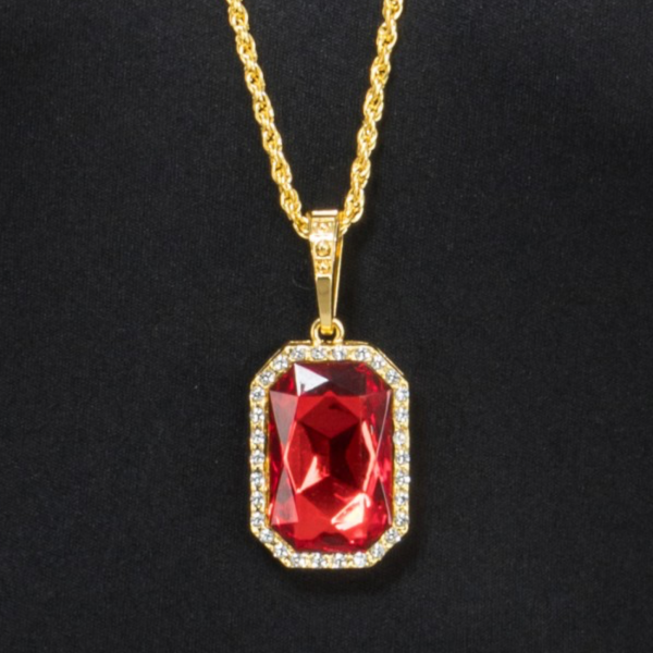 Collier Vampire avec Pendentif Rubis – Chaîne 72 cm