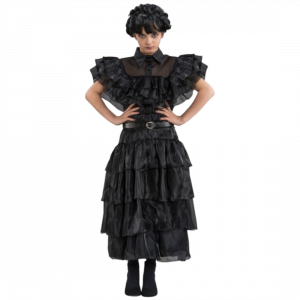 Robe de Bal Noire Mercredi Addams 128 cm – Déguisement Enfant