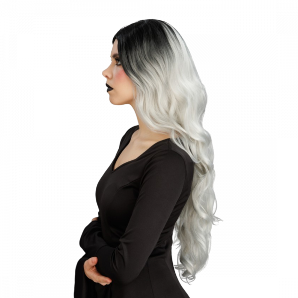 Perruque Sorcière Glamour Grise Ombrée 65 cm – Halloween