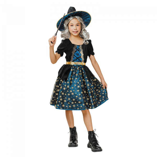 Déguisement Sorcière Étoilée Bleue Enfant 7-9 Ans – Halloween