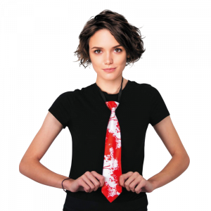 Cravate Blanche Ensanglantée – Accessoire Halloween