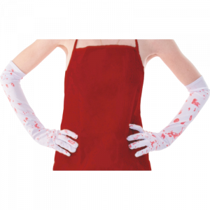 Gants Blancs Ensanglantés – Accessoire Halloween
