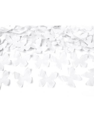 relaxdays 5x canon à confettis grand - mariage popper de fête - 40 cm -  papillon - blanc
