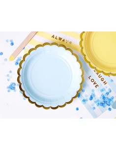 Guirlande Baby Shower Garçon bleu ciel, 3,5m x 18 cm, 13 fanions, détails  paillettes dorées