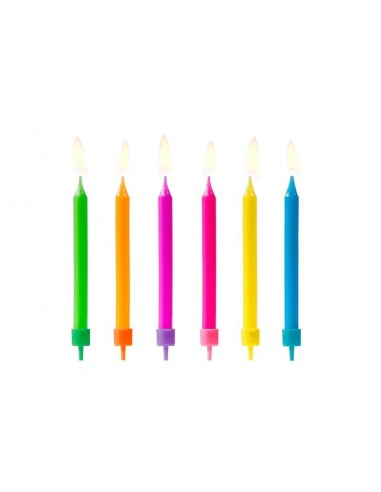 6 bougies d'anniversaire multicolores...